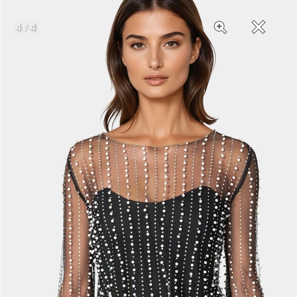 Bebe Studded Pearl Pearl Top and Palazzo jumpsuit